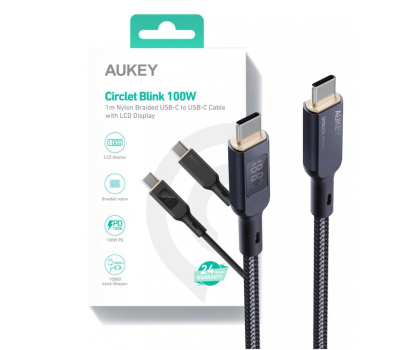 Kabel Aukey Kabel USB-C - USB-C PD 100W 1,8m wyświetlacz oplot